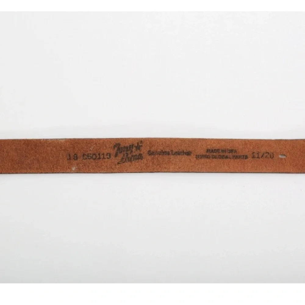Vintage style Tony Lama USA Western long horn buckle tooled leather kids belt